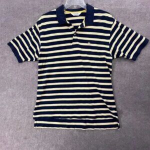 rooks Brothers Polo Lg Golden Fleece Striped Navy Yellow Cotton Preppy Casual